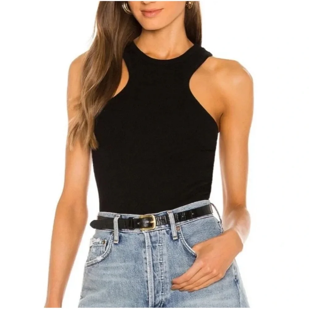 Agolde Bea Cutaway Tank Ribbed Black - Picture 1 of 10